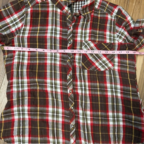 Aratta Silent Journey flannel velvet burnout shirt size medium artsy plaid sheer - Picture 9 of 10